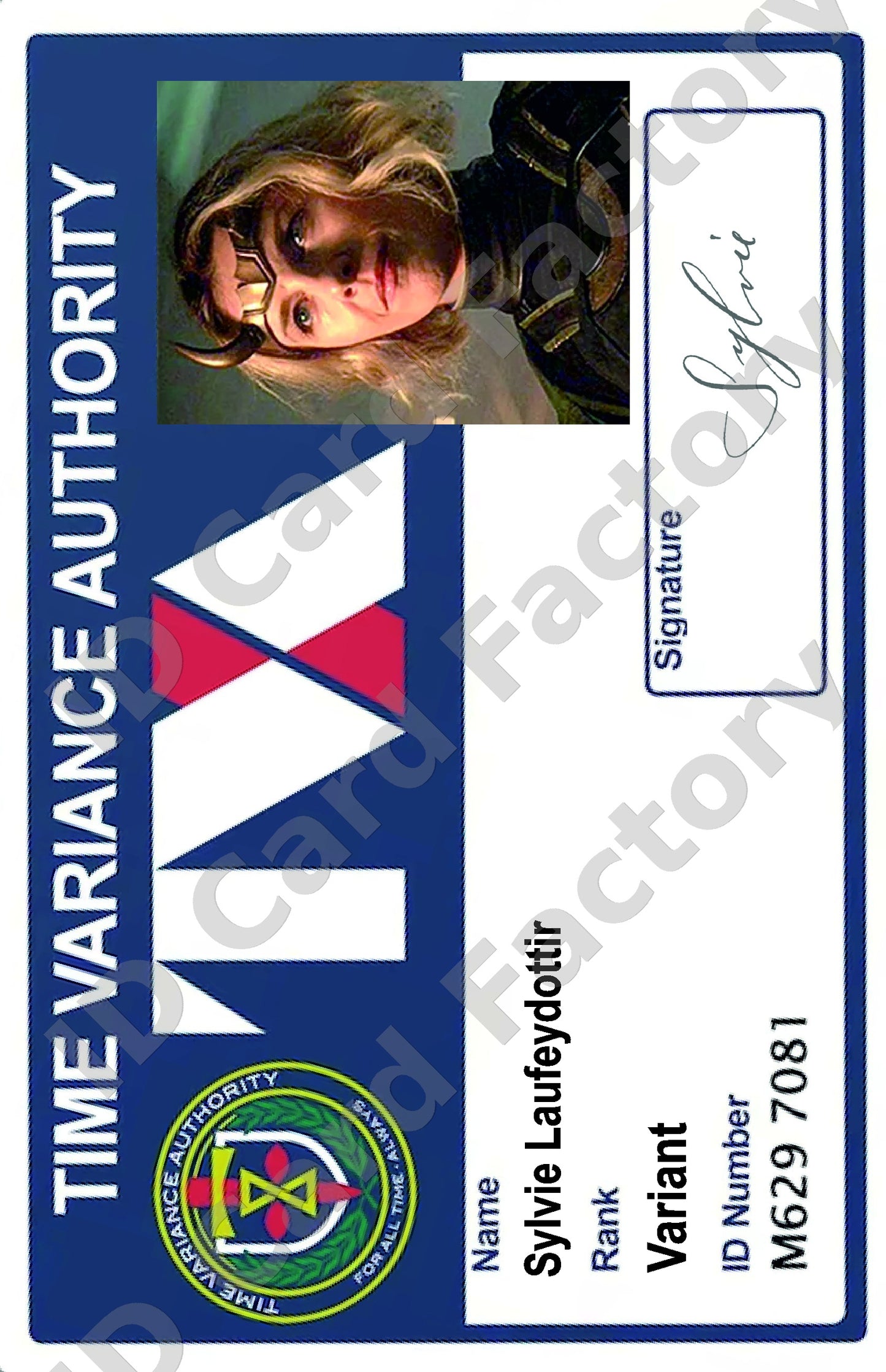Sylvie Laufeydottir | Time Variance Authority Variant ID | Loki Marvel | ID Card Factory