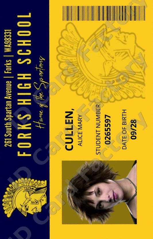 Alice Cullen | Twilight Forks High School Student ID | ID Card Factory