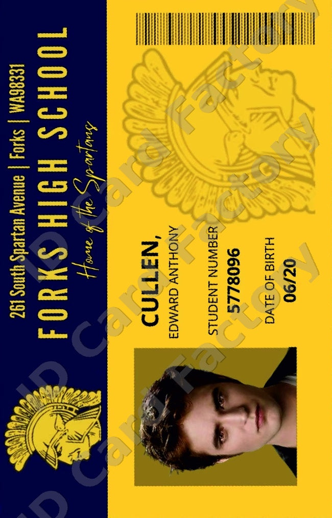 Edward Cullen | Twilight Forks High School Student ID | ID Card Factory