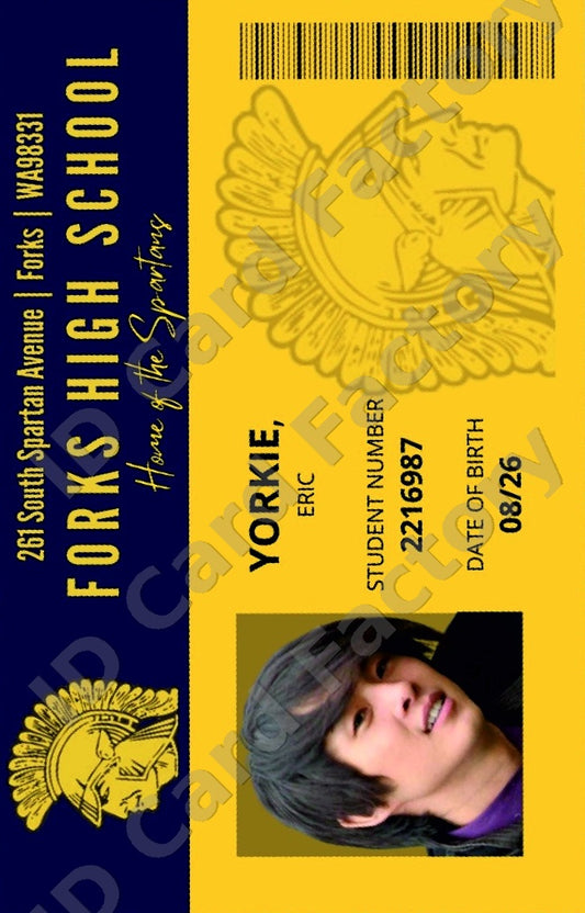 Eric Yorkie | Twilight Forks High School Student ID | ID Card Factory