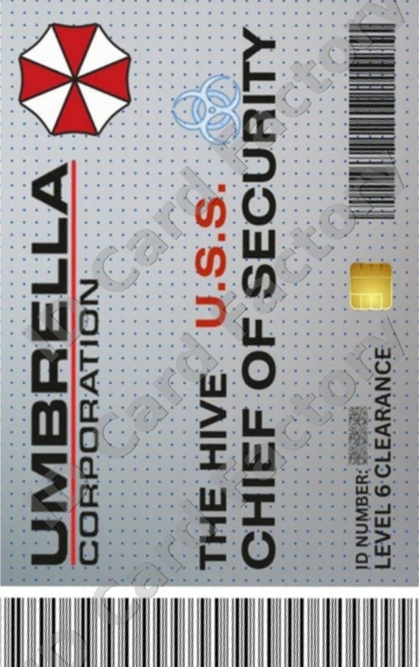 Resident Evil Umbrella Hive USS Chief of Security ID Card | | ID Card Factory