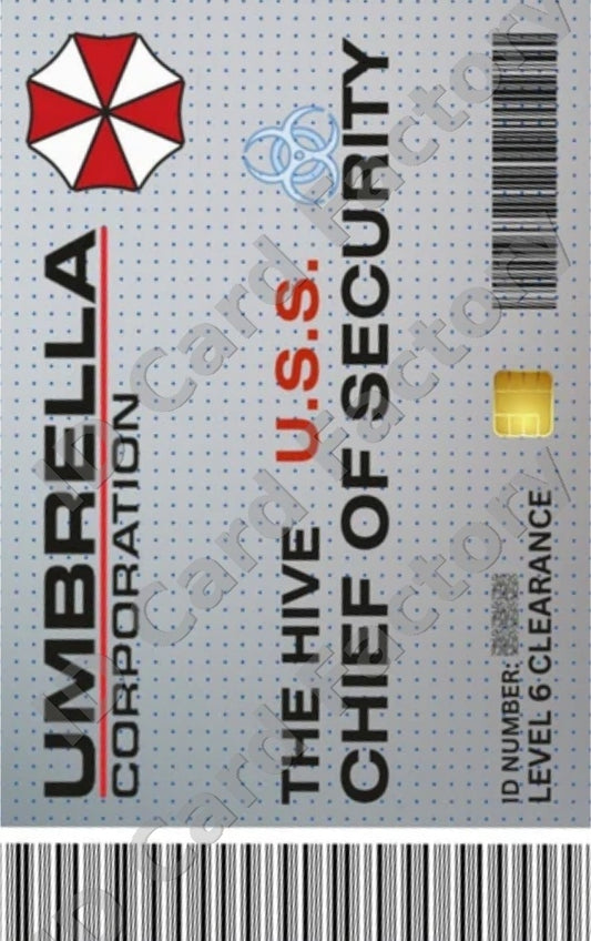 Resident Evil Umbrella Hive USS Chief of Security ID Card | | ID Card Factory