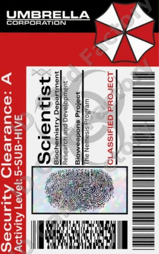 Resident Evil Umbrella Corporation Scientist ID Card | | ID Card Factory