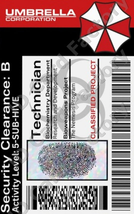 Resident Evil Umbrella Corporation Technician ID Card | | ID Card Factory