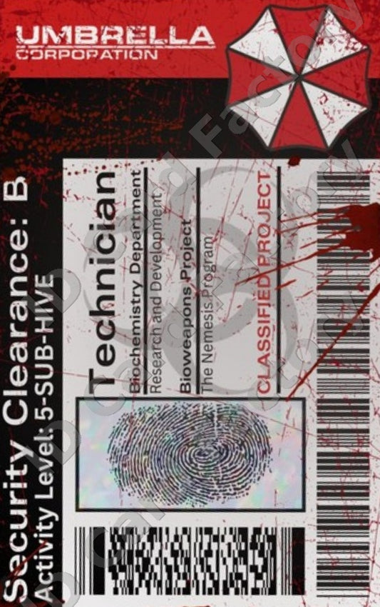 Resident Evil Umbrella Corporation Technician ID Card (Bloody) | | ID Card Factory