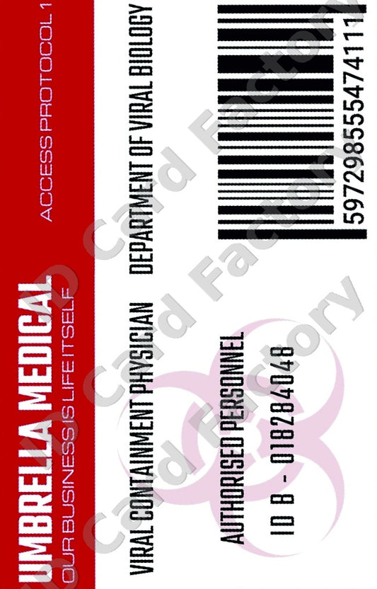 Resident Evil Umbrella Corporation Viral Containment Physician ID Card | | ID Card Factory