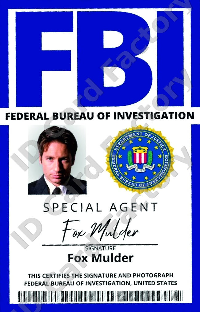 Fox Mulder | X-Files FBI ID Card | ID Card Factory