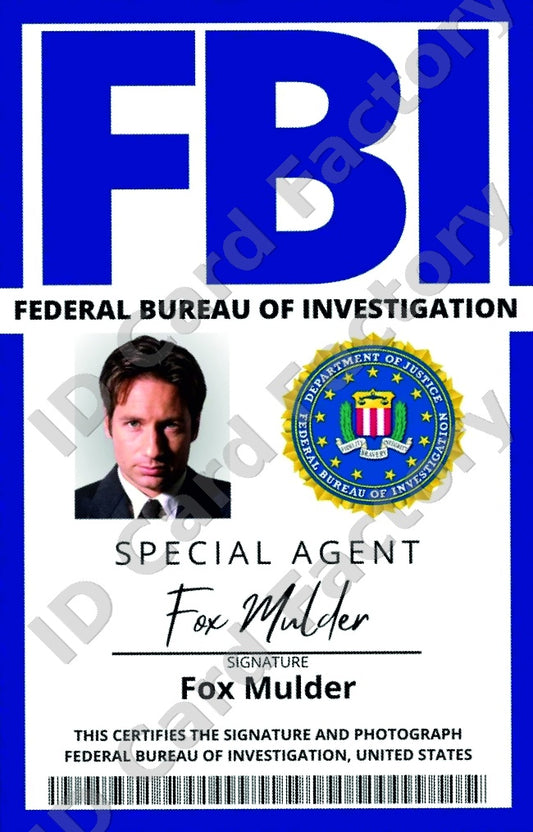 Fox Mulder | X-Files FBI ID Card | ID Card Factory